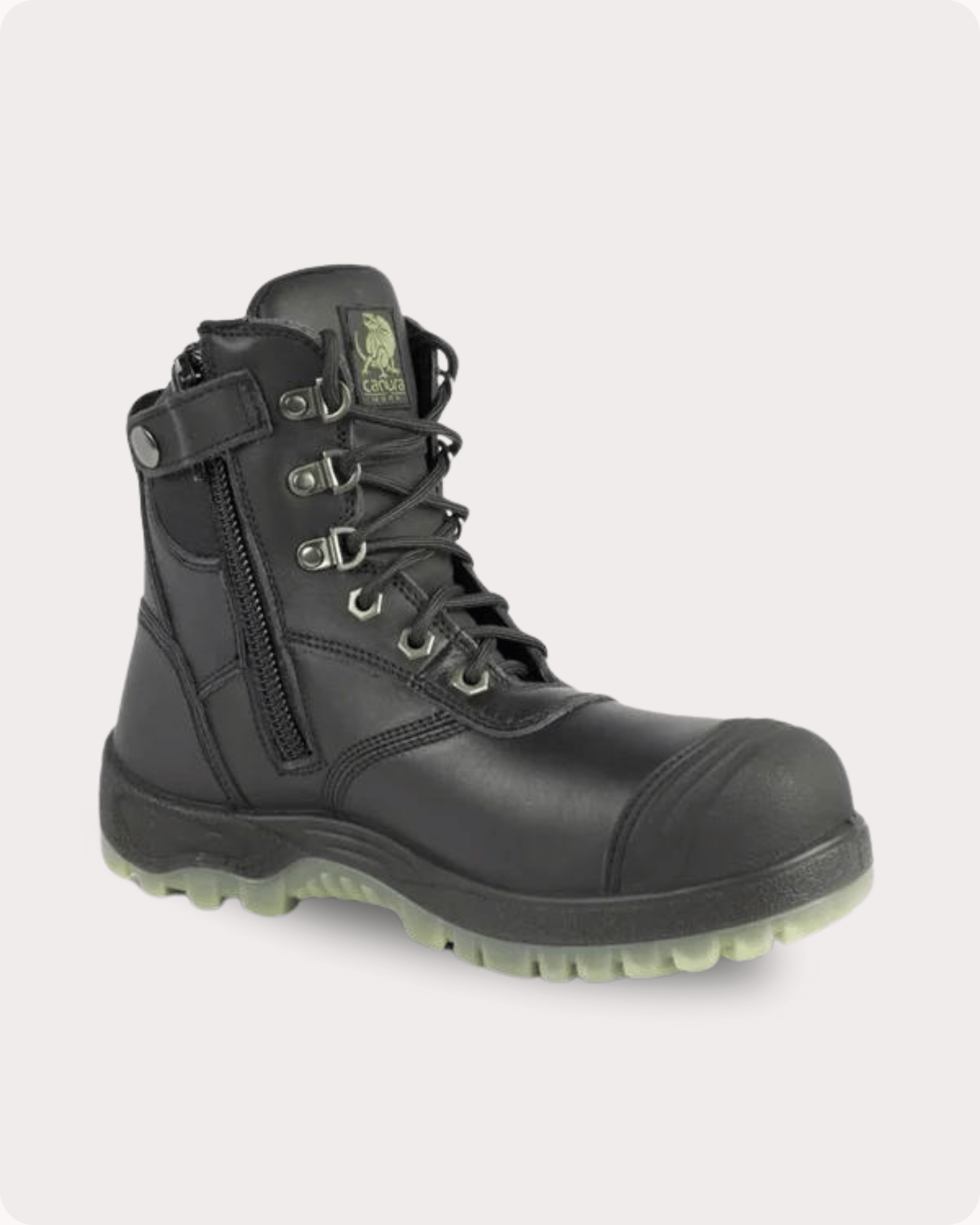 Black zip up work boots online